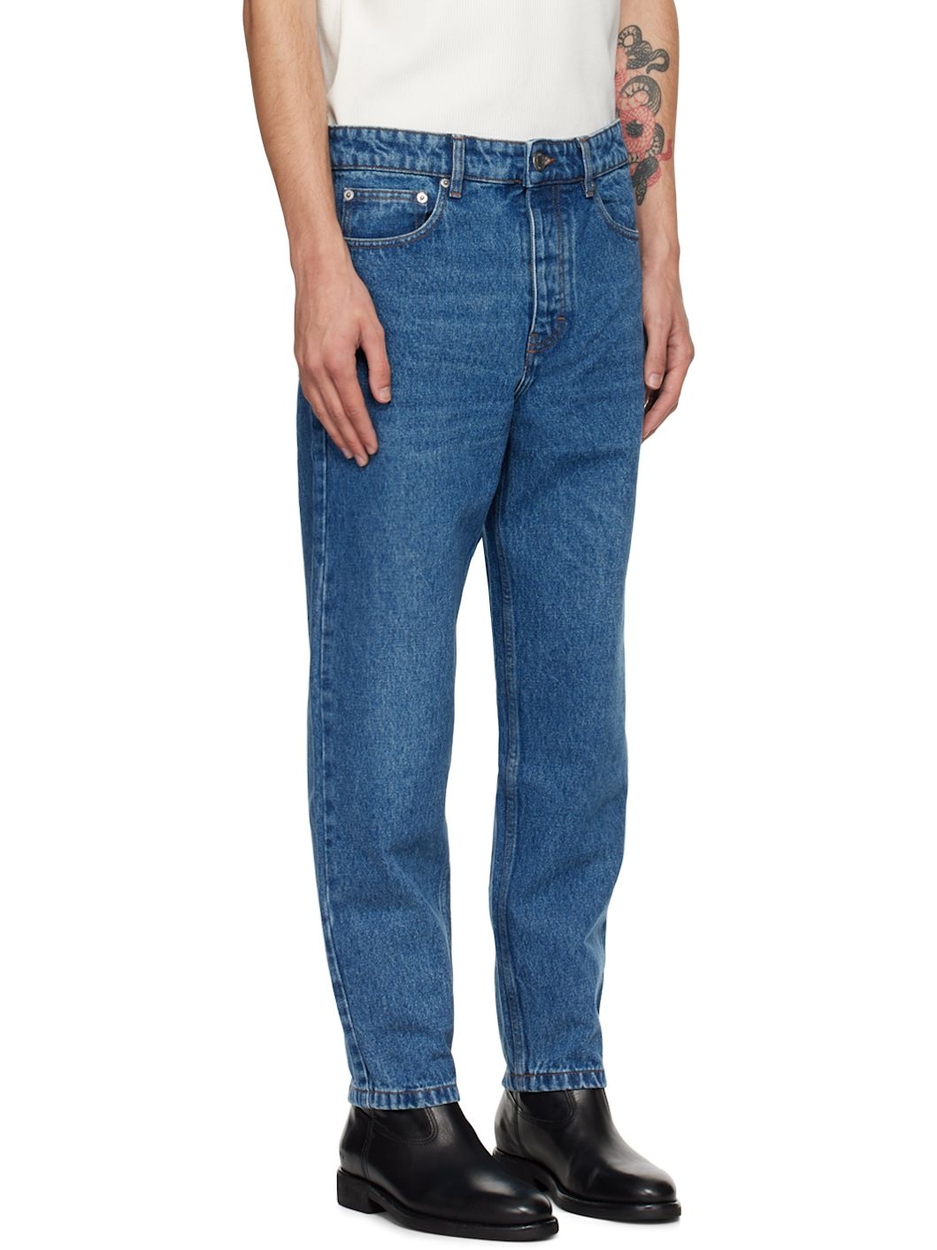 Blue Tapered Fit Jeans - 2