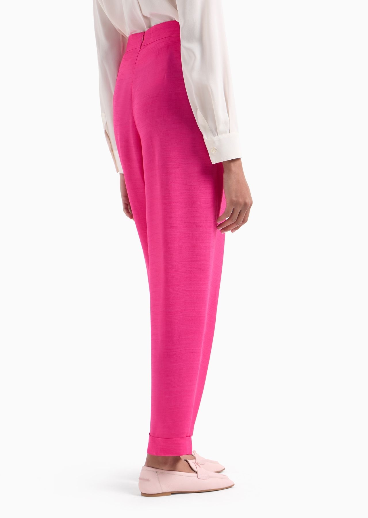 Darted trousers with crossover viscose-crêpe detail - 3