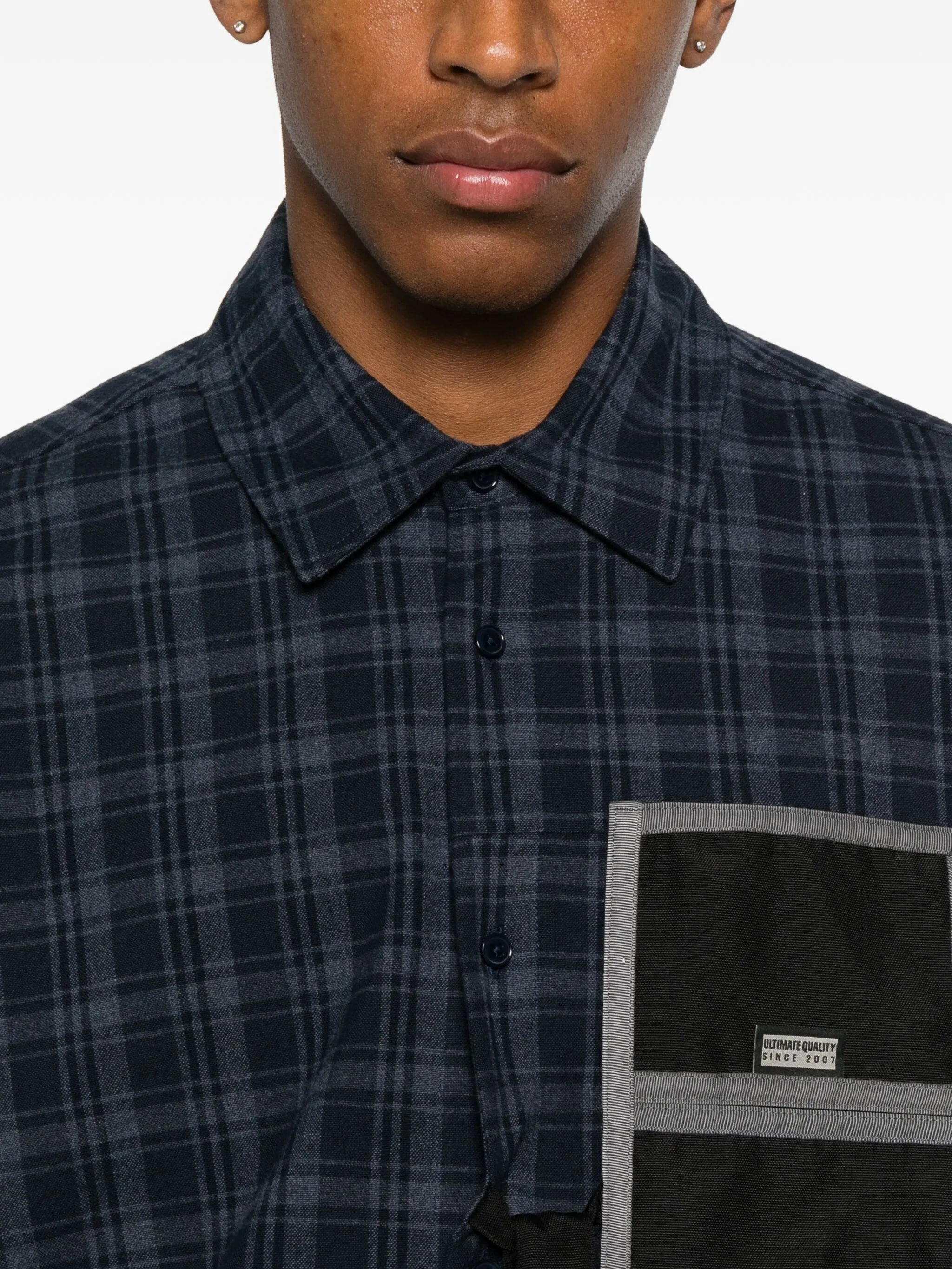 chain-detail checked shirt - 5