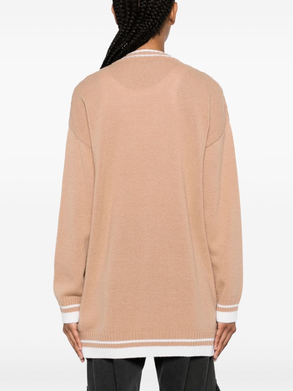 contrasting-trim knit cardigan - 4