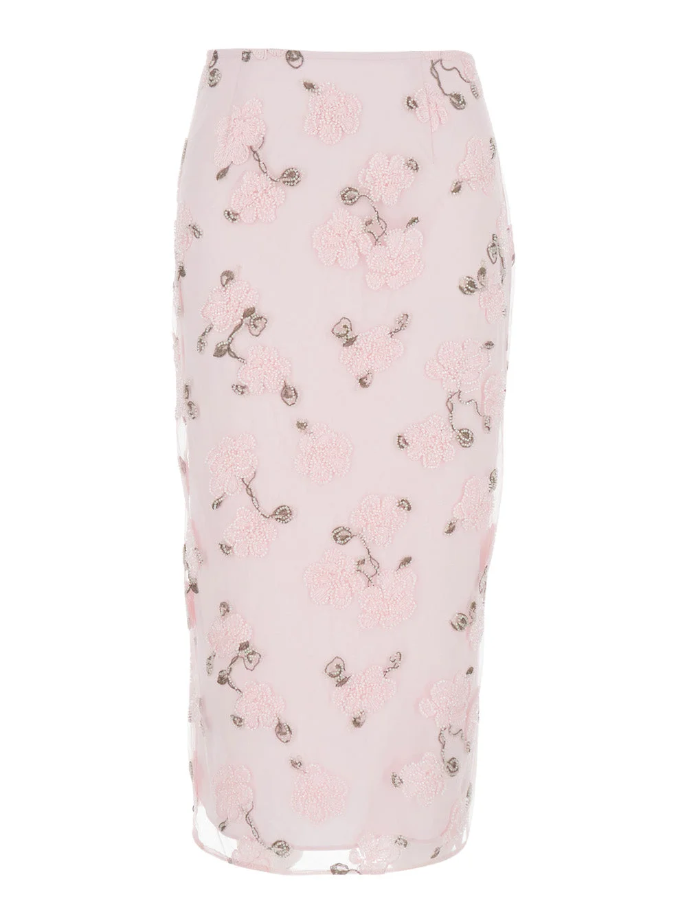 Rotate Women Pink Skirt With Pencil Design And Beaded Floral Detail In Fabric Woman - 1