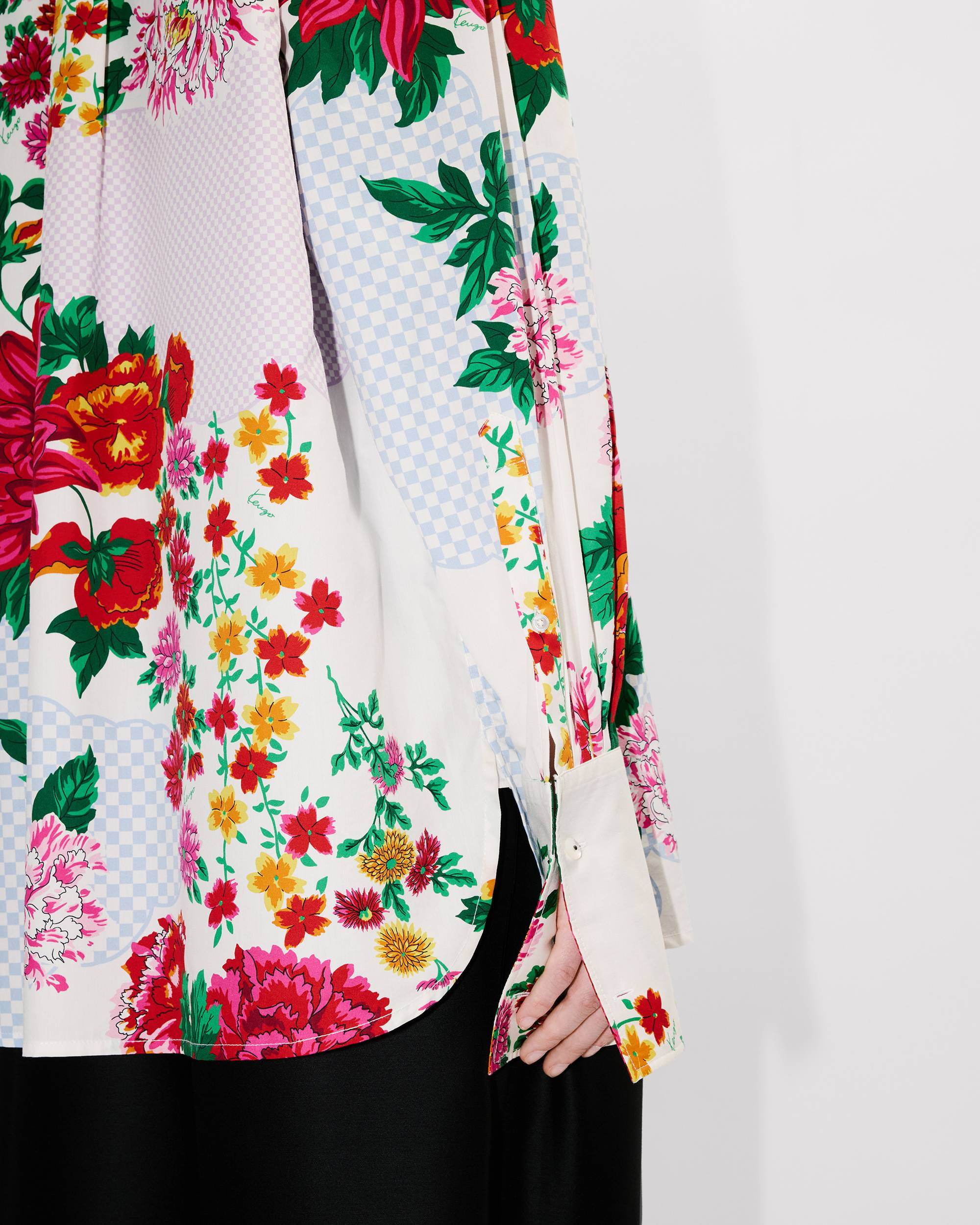 'KENZO Archive Floral' stand collar shirt in cotton silk - 7