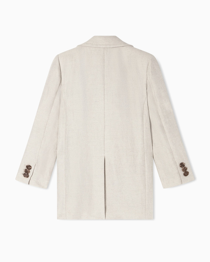 DOUBLE-BREASTED PEA COAT IN LINEN BLEND CAVALRY TWILL 2