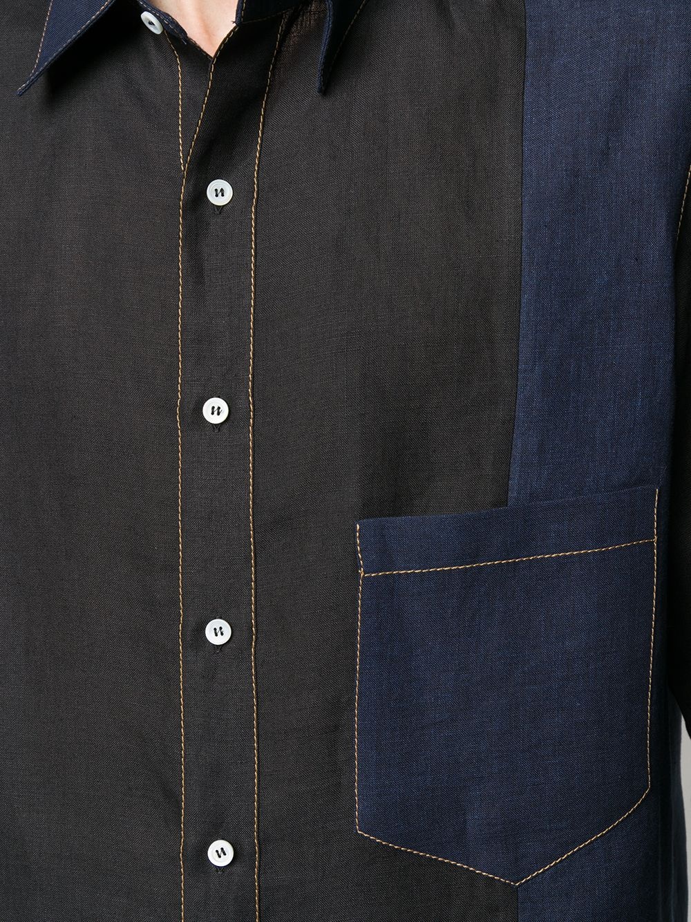 contrast-stitch panelled shirt - 5