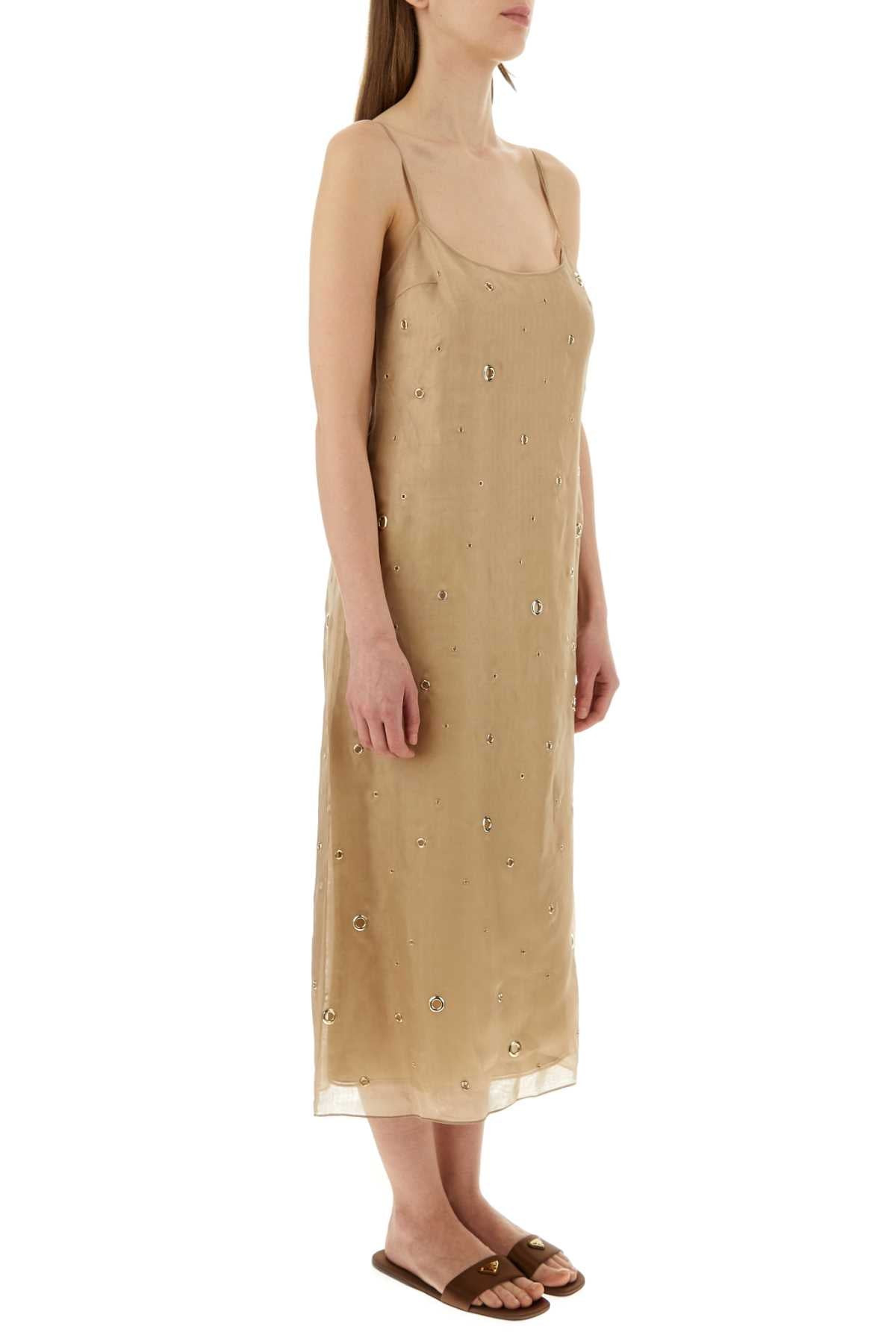 Prada Women Beige Organza Dress - 3
