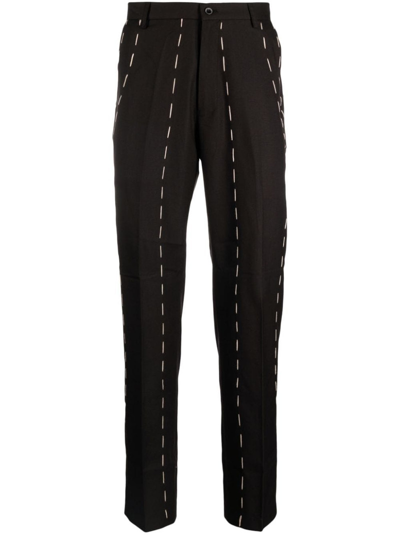 contrast-stitching straight-leg trousers 1