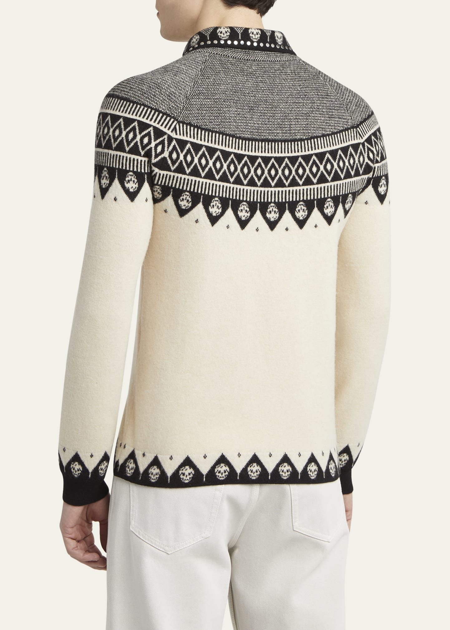 Men's Wool Fairisle Polo Cardigan - 3