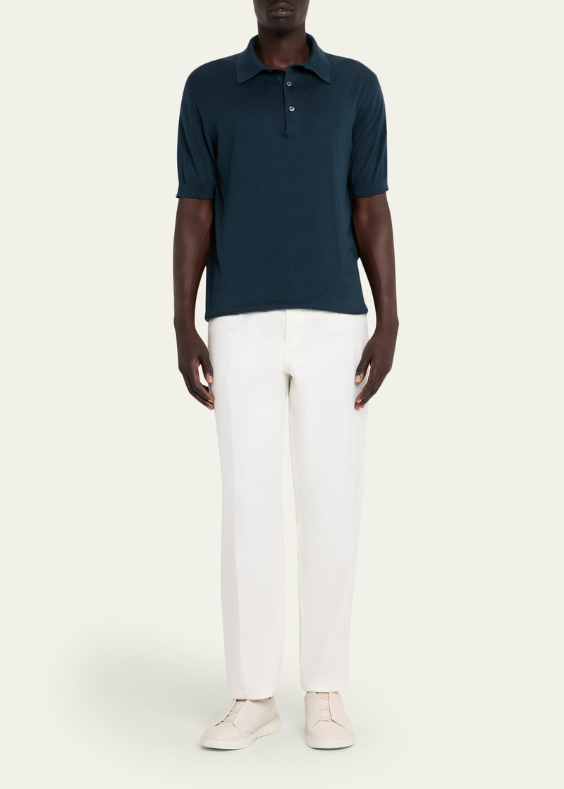 ZEGNA Men's Premium Cotton Knit Short-Sleeve Polo Sweater outlook