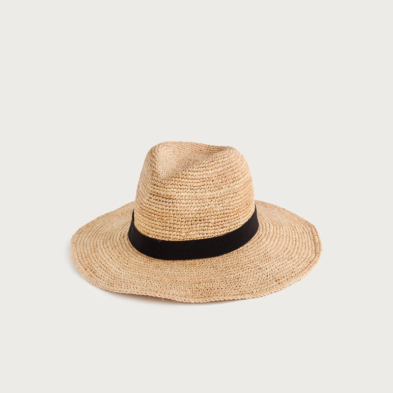 Wide-brim packable straw hat 1