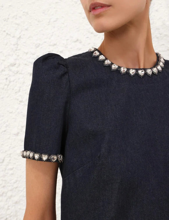 Embellished Denim Dress - 5