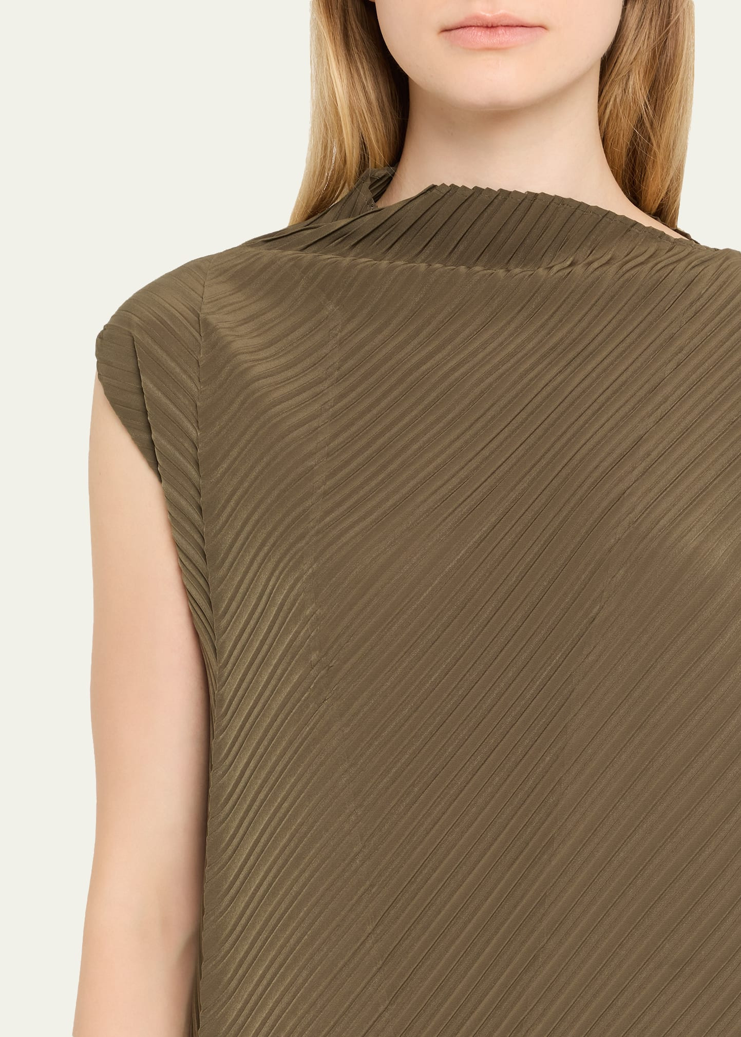 Soft Fold Pleats Sleeveless Midi Dress - 5