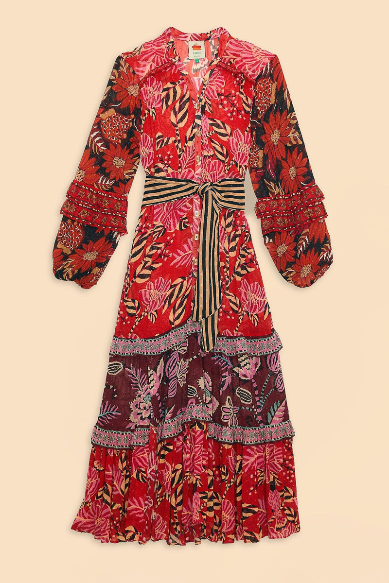 Mixed Floral Prints Long Sleeve Maxi Dress 6