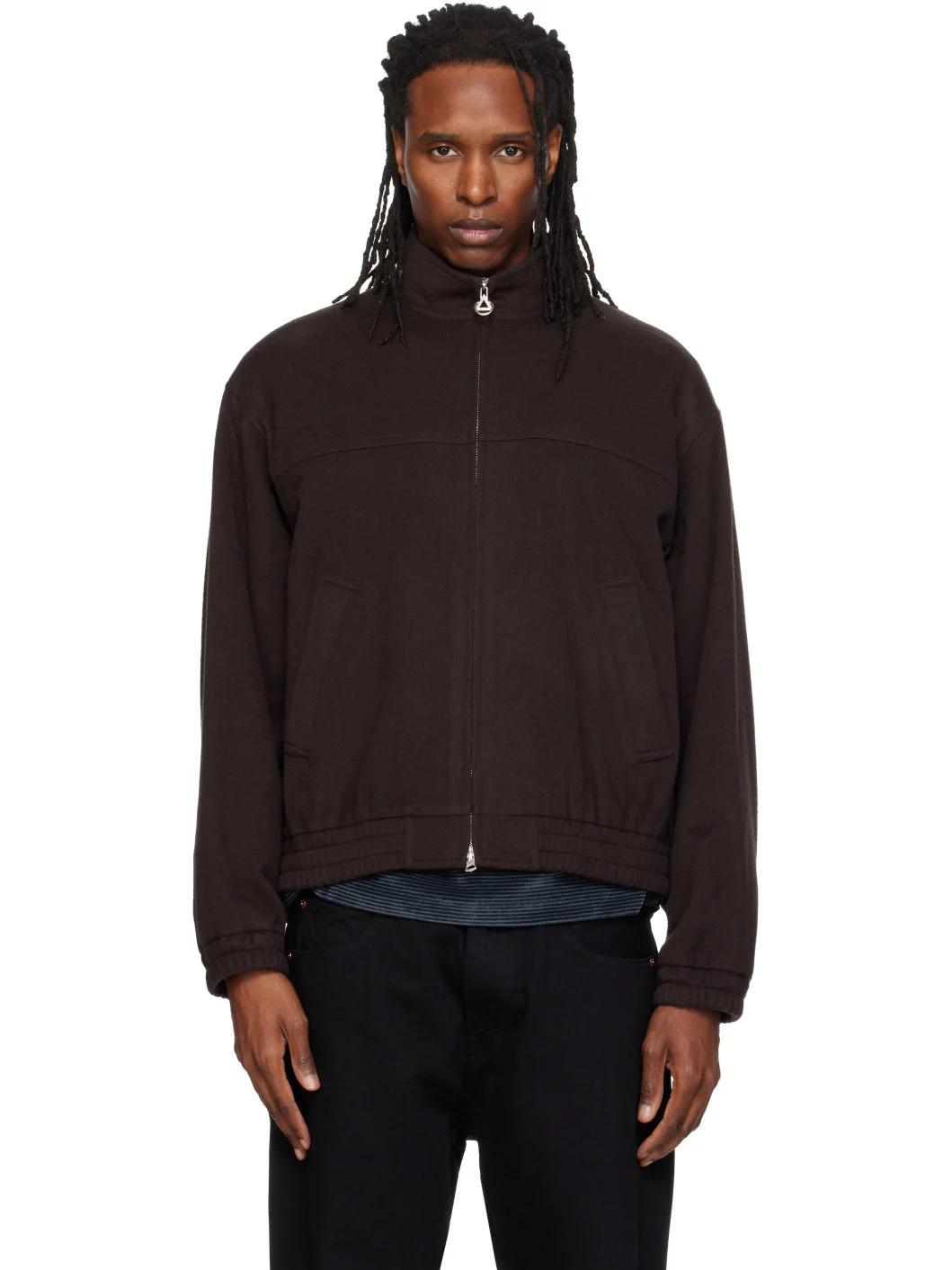 Brown High-Neck Jacket - 1