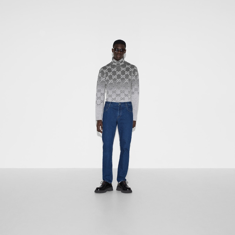 GUCCI Tapered denim pant with Web outlook