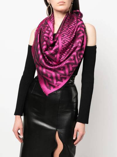 VERSACE Greek Key monogram-print scarf outlook