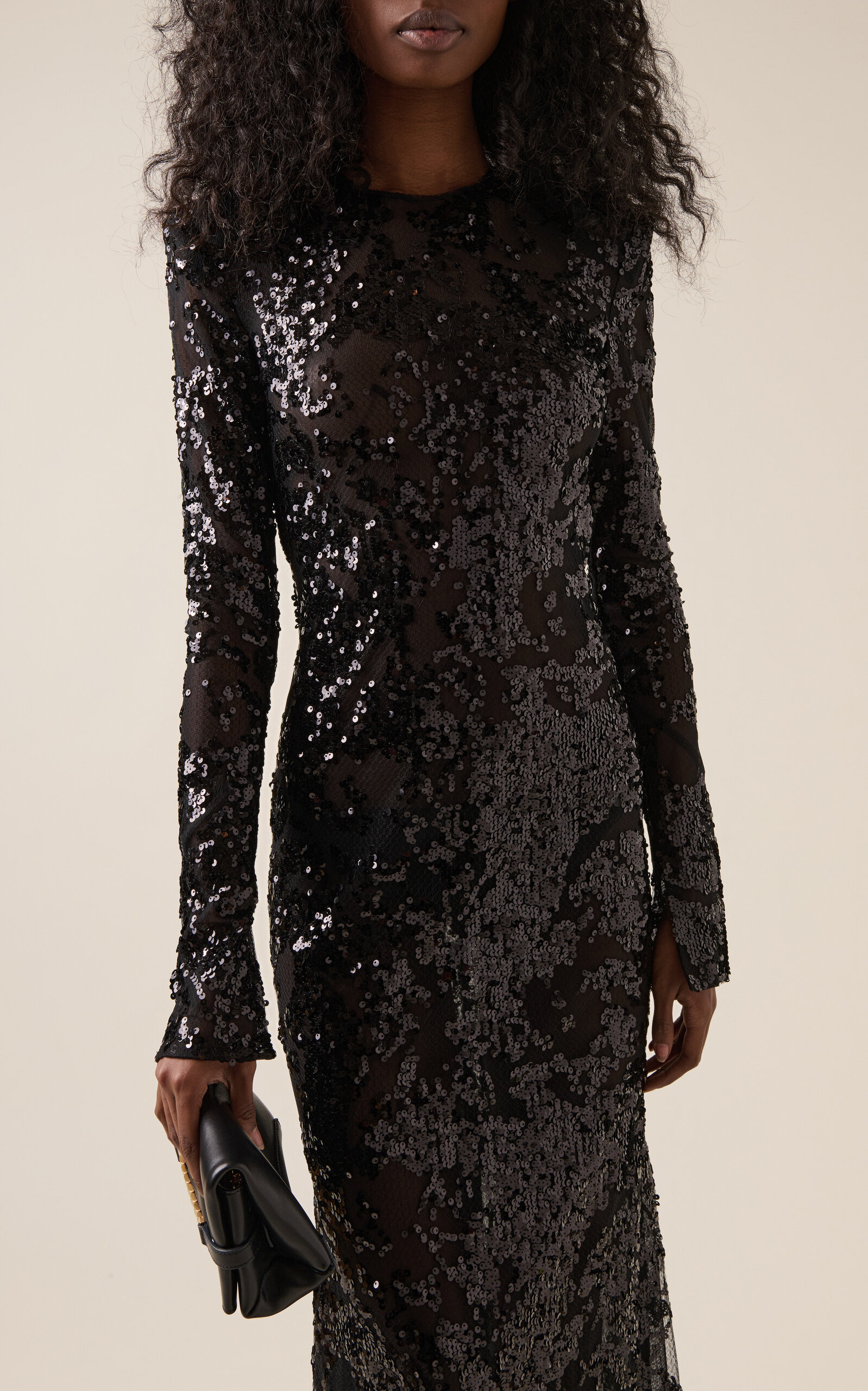 Backless Sequin Gown black - 3