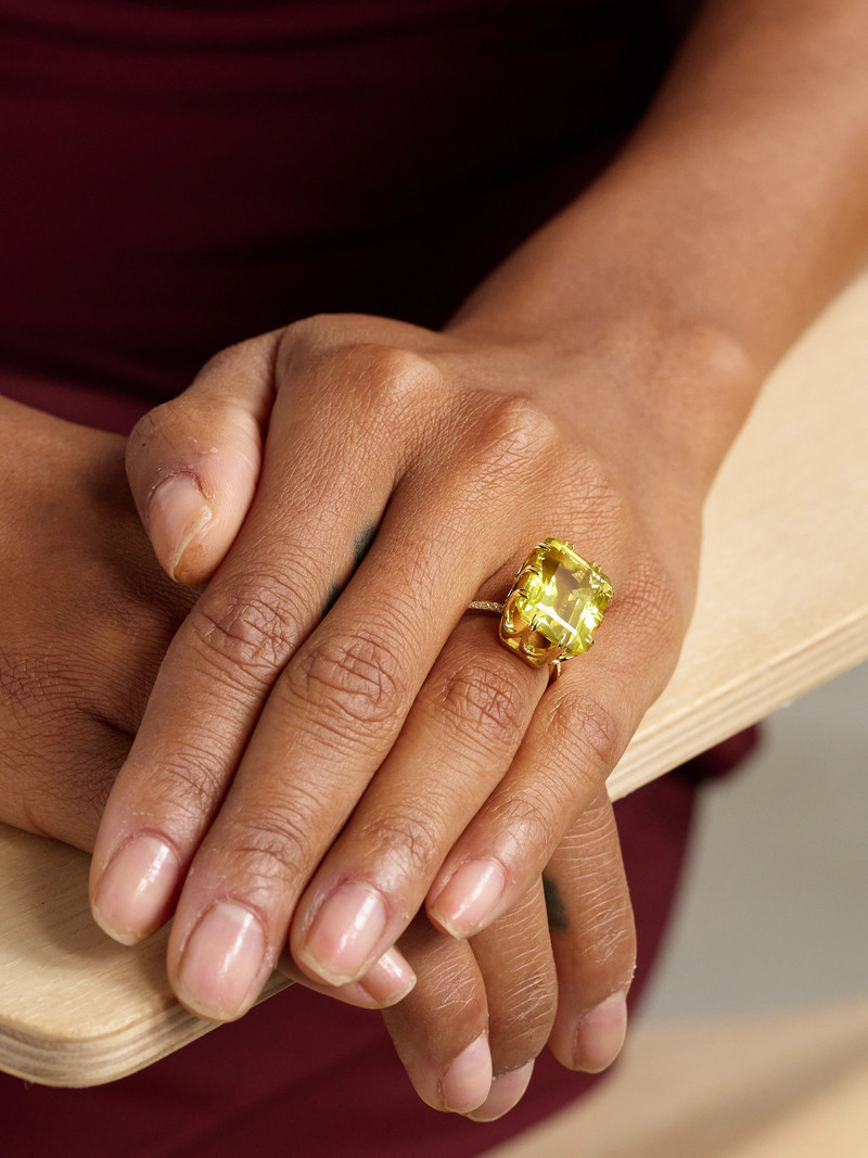 ILEANA MAKRI Solitaire Crown 18-karat Gold, Topaz And Diamond Ring outlook