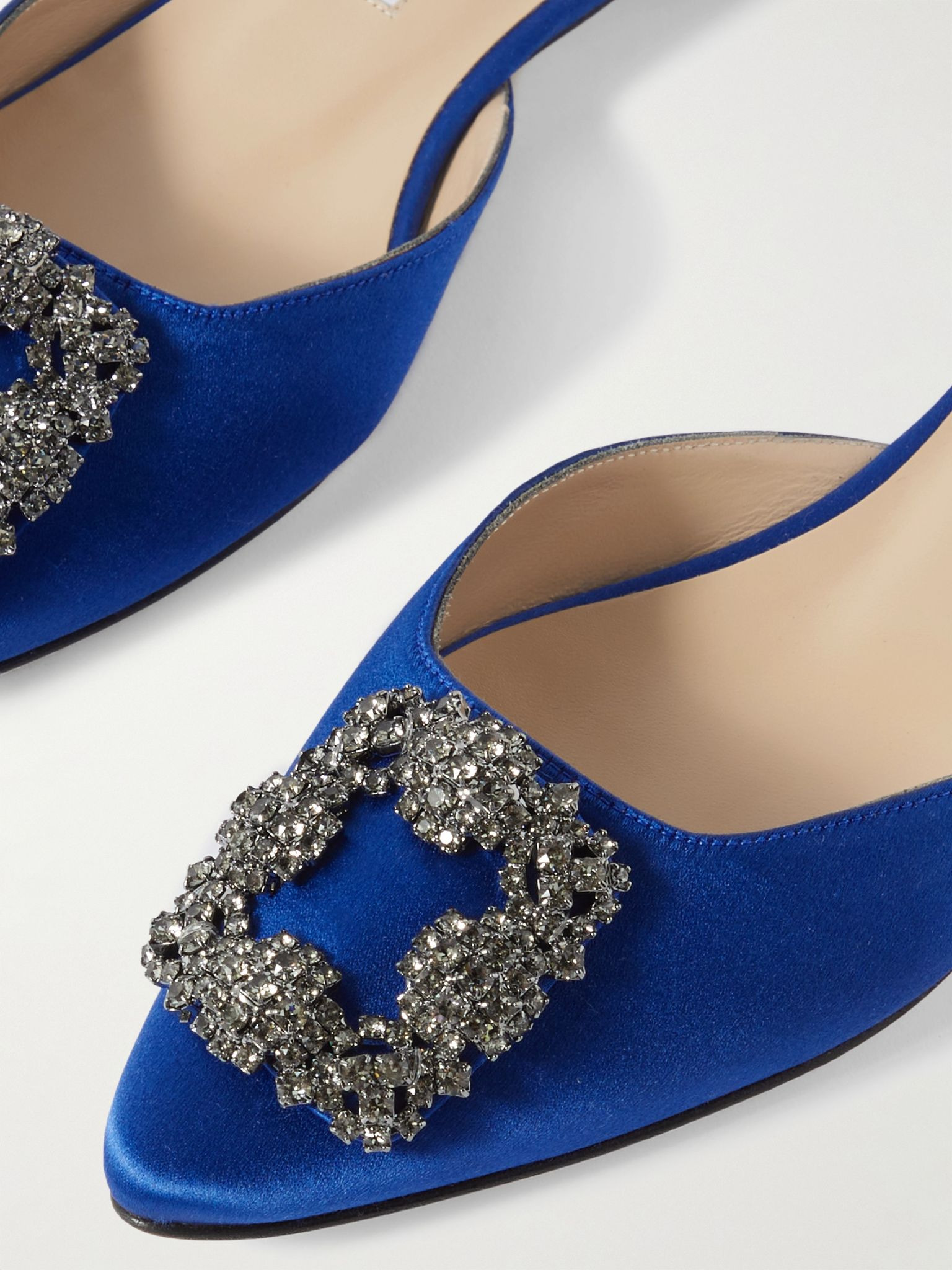Hangisi crystal-embellished satin slippers Blue - 4