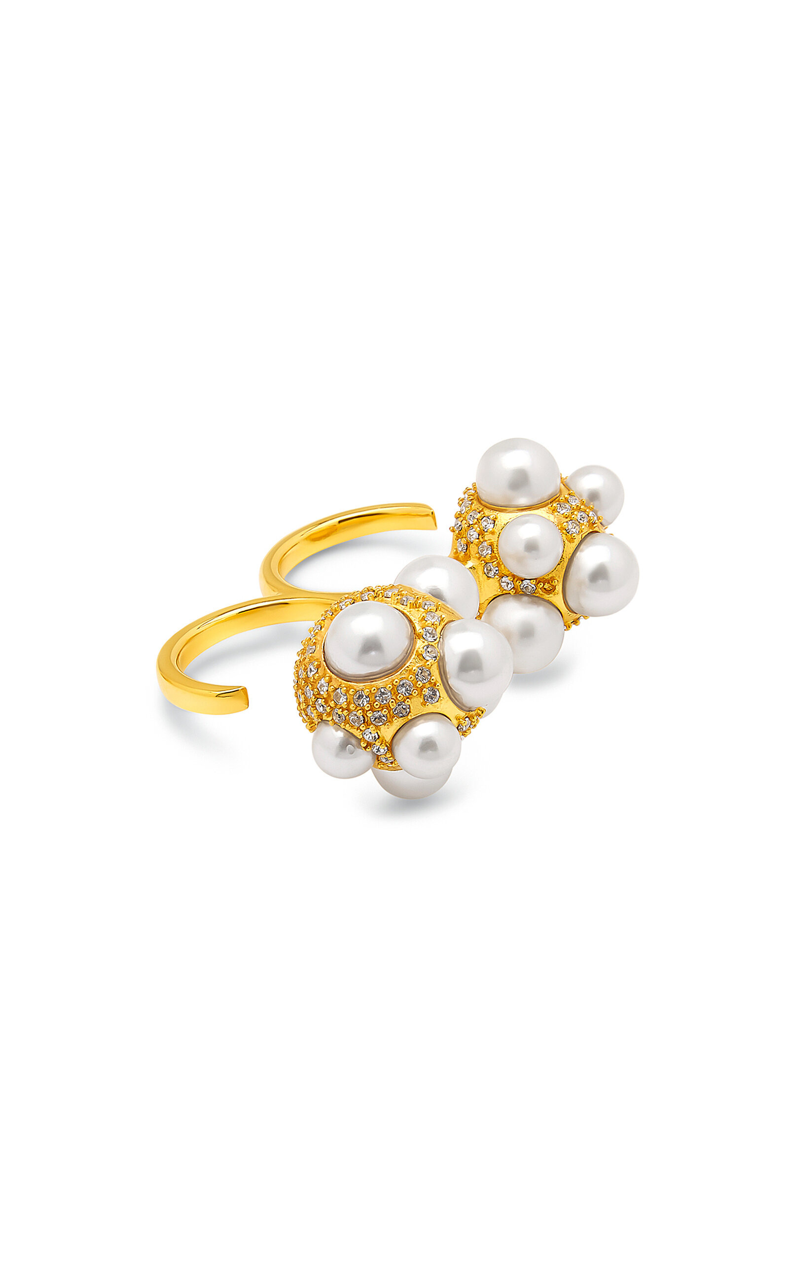 Pearl Pave Cluster Double Ring gold - 3