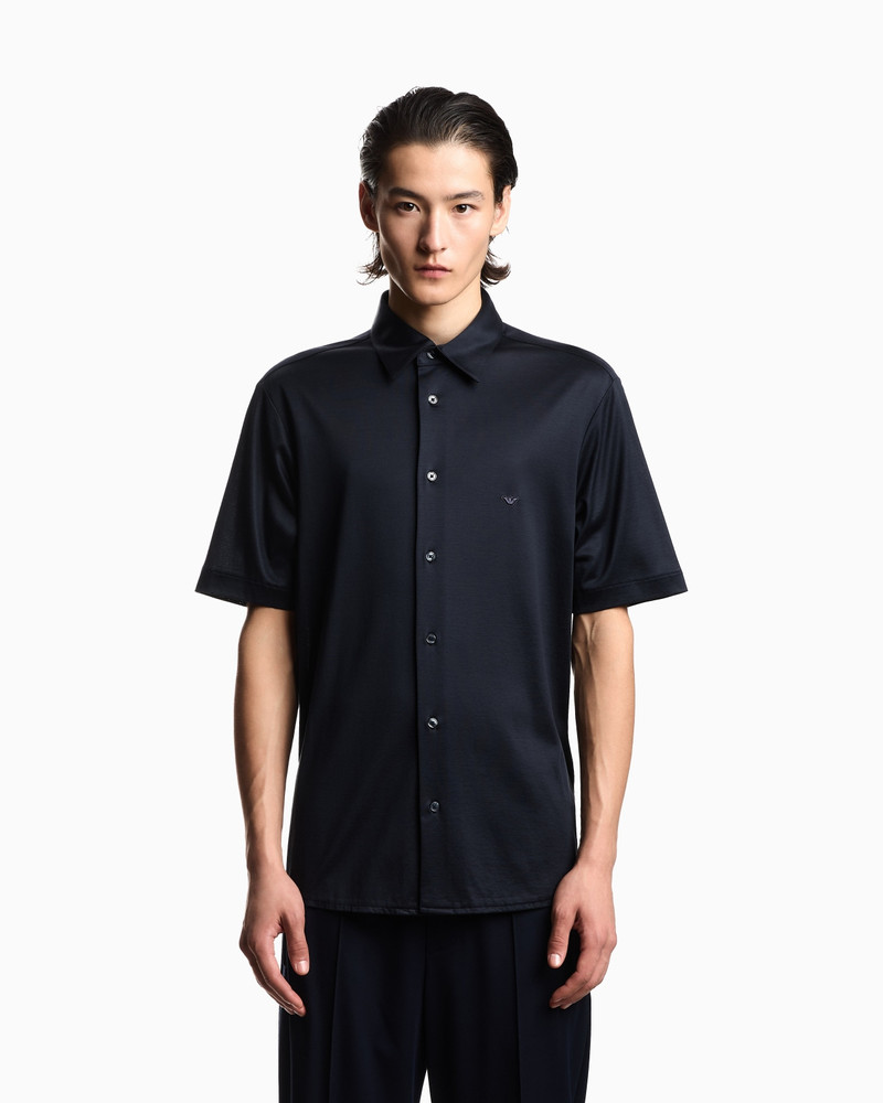 EMPORIO ARMANI SHORT-SLEEVED SLIM-FIT SHIRT IN A LYOCELL-BLEND JERSEY outlook