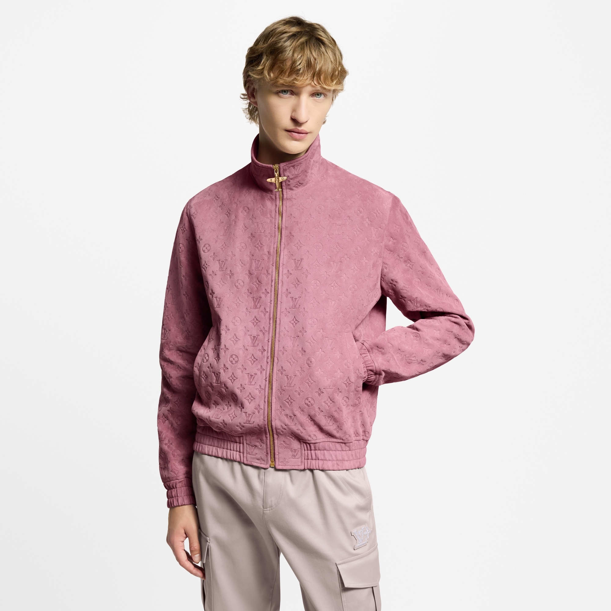 Monogram Debossed Leather Tracksuit Jacket - 2