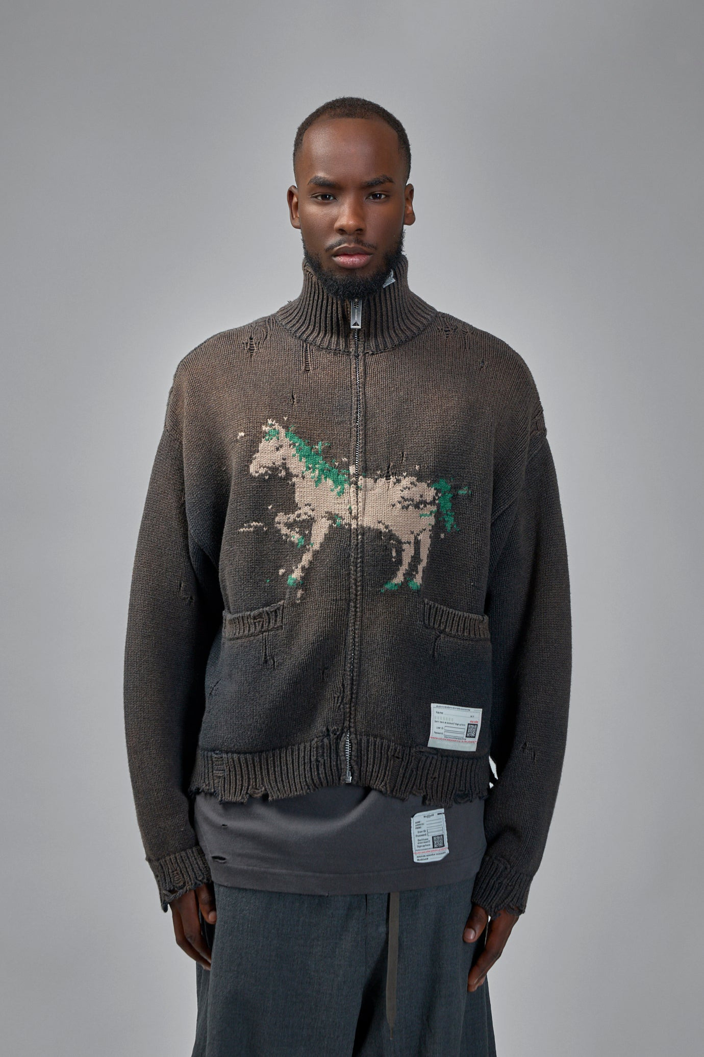 Horse Jacquard Knit Cardigan - 3