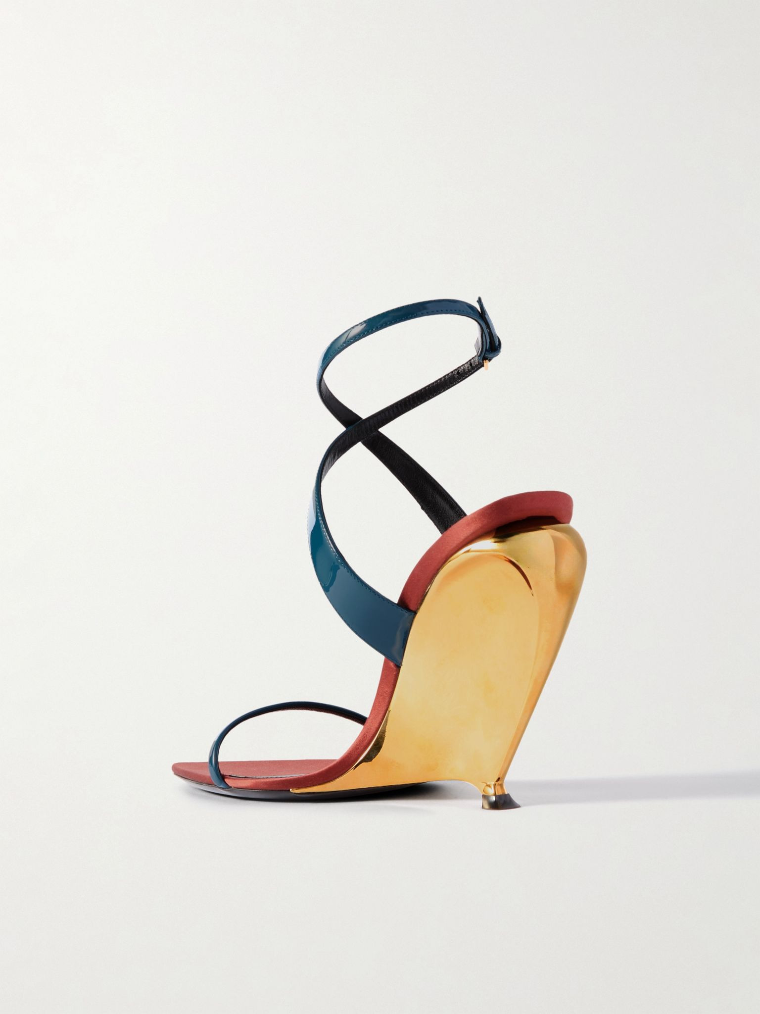 Tallulah patent-leather wedge sandals Blue - 3