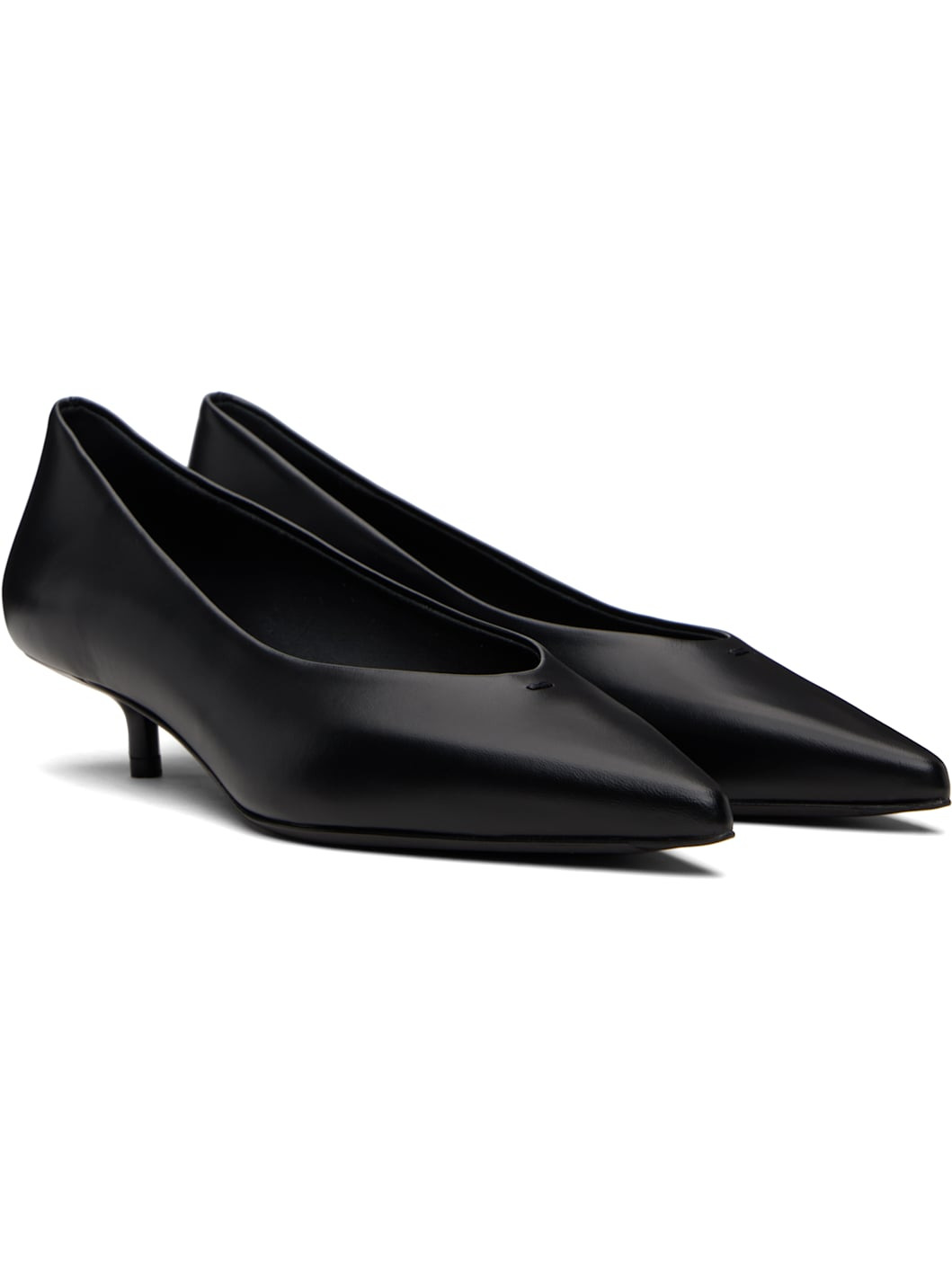 Black Kitten Pump Heels - 4