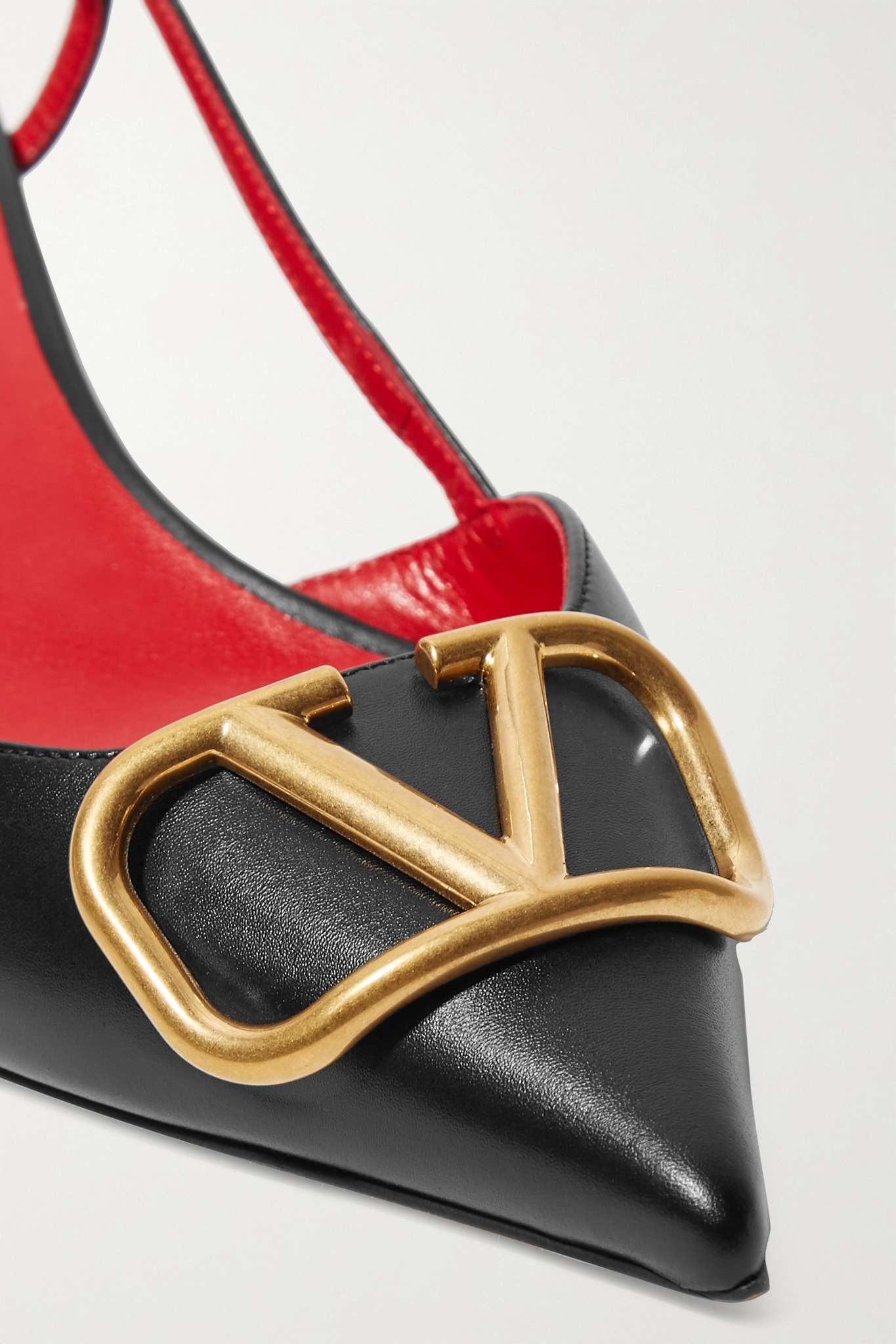Valentino Garavani Go Logo 40 embellished leather slingback pumps - 4