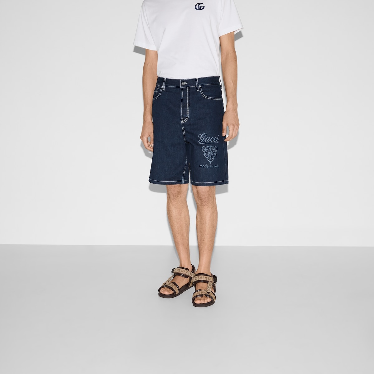 Lasered denim shorts - 3