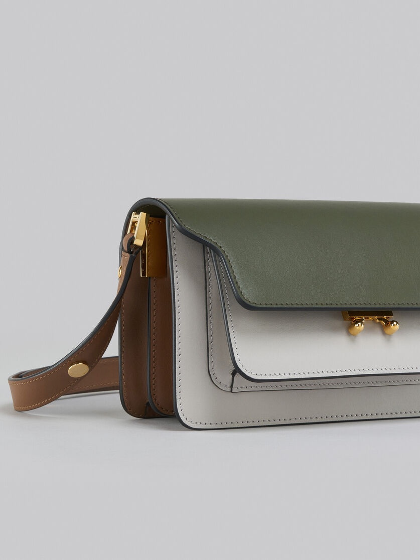 TRUNK BAG E/W IN GREEN GREY AND BROWN LEATHER - 4