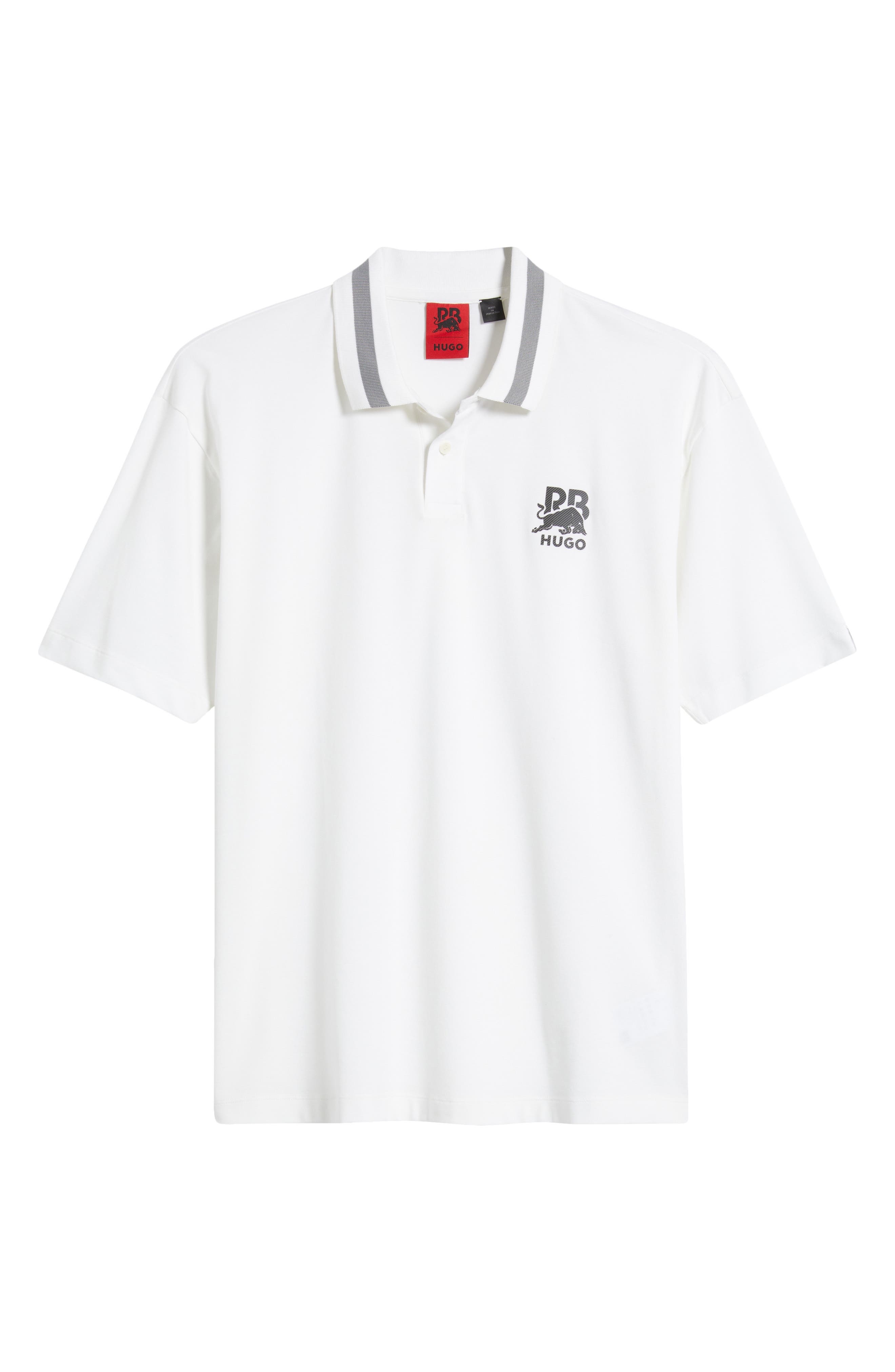 HUGO x RB Formula One™ Team Relaxed Fit Stretch Piqué Polo in White at Nordstrom - 5