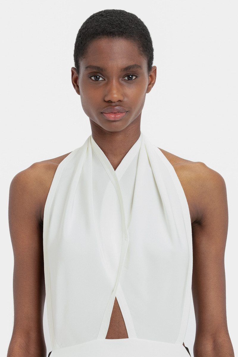 Sleeveless Circle Draped Dress In Ivory 7
