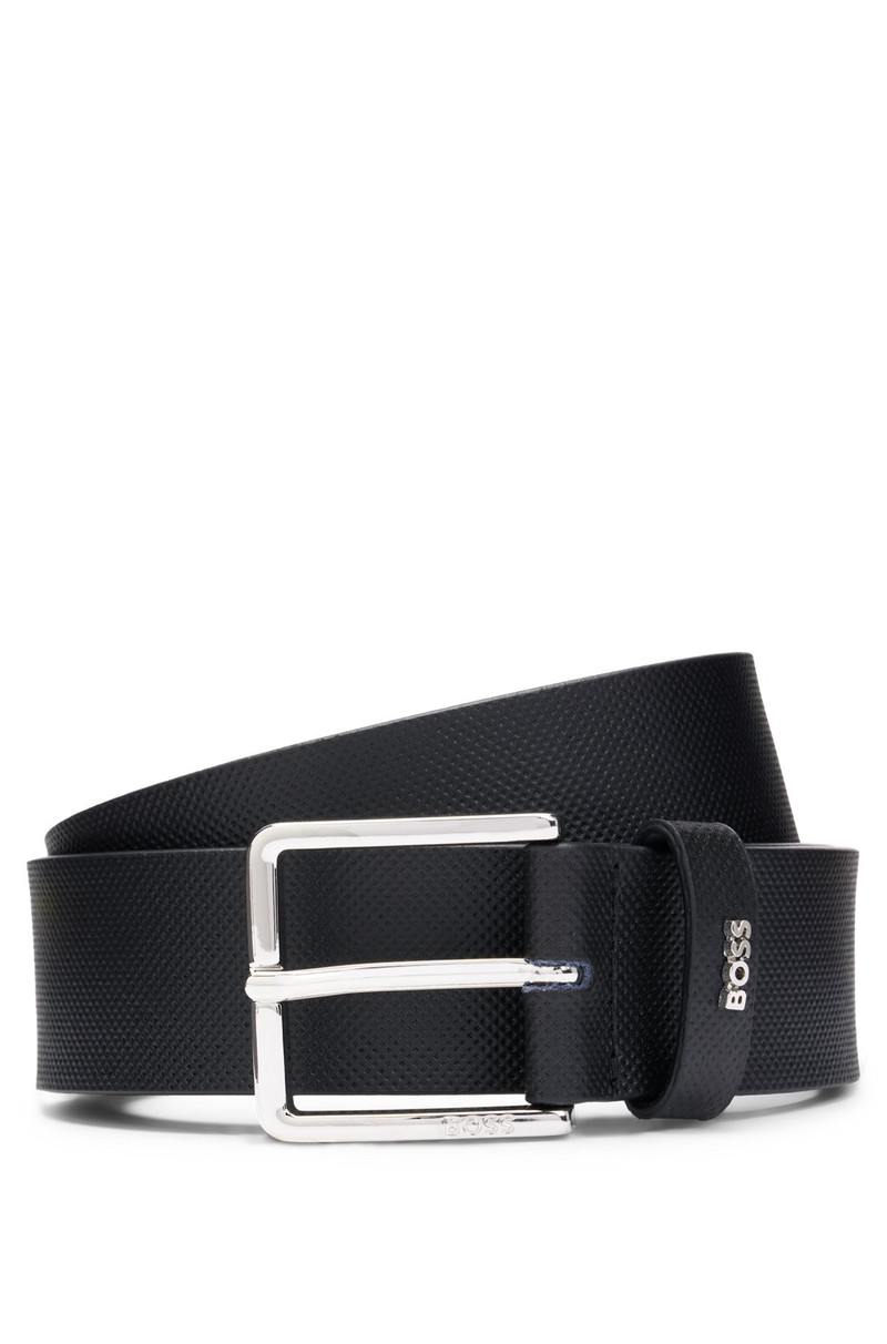STRUCTURED-LEATHER BELT WITH LOGO KEEPER 1