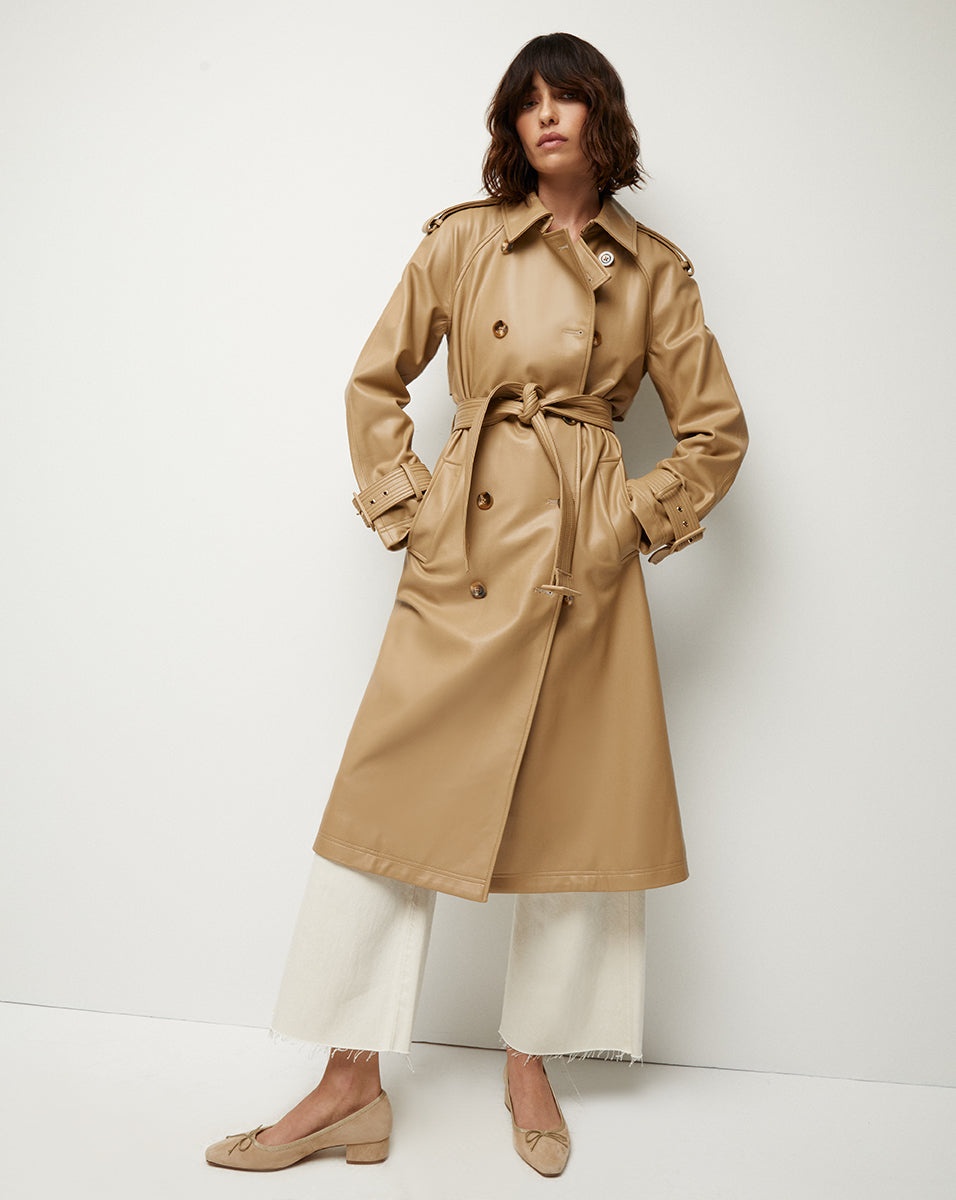 CONNELEY VEGAN LEATHER DICKEY TRENCH COAT - 5
