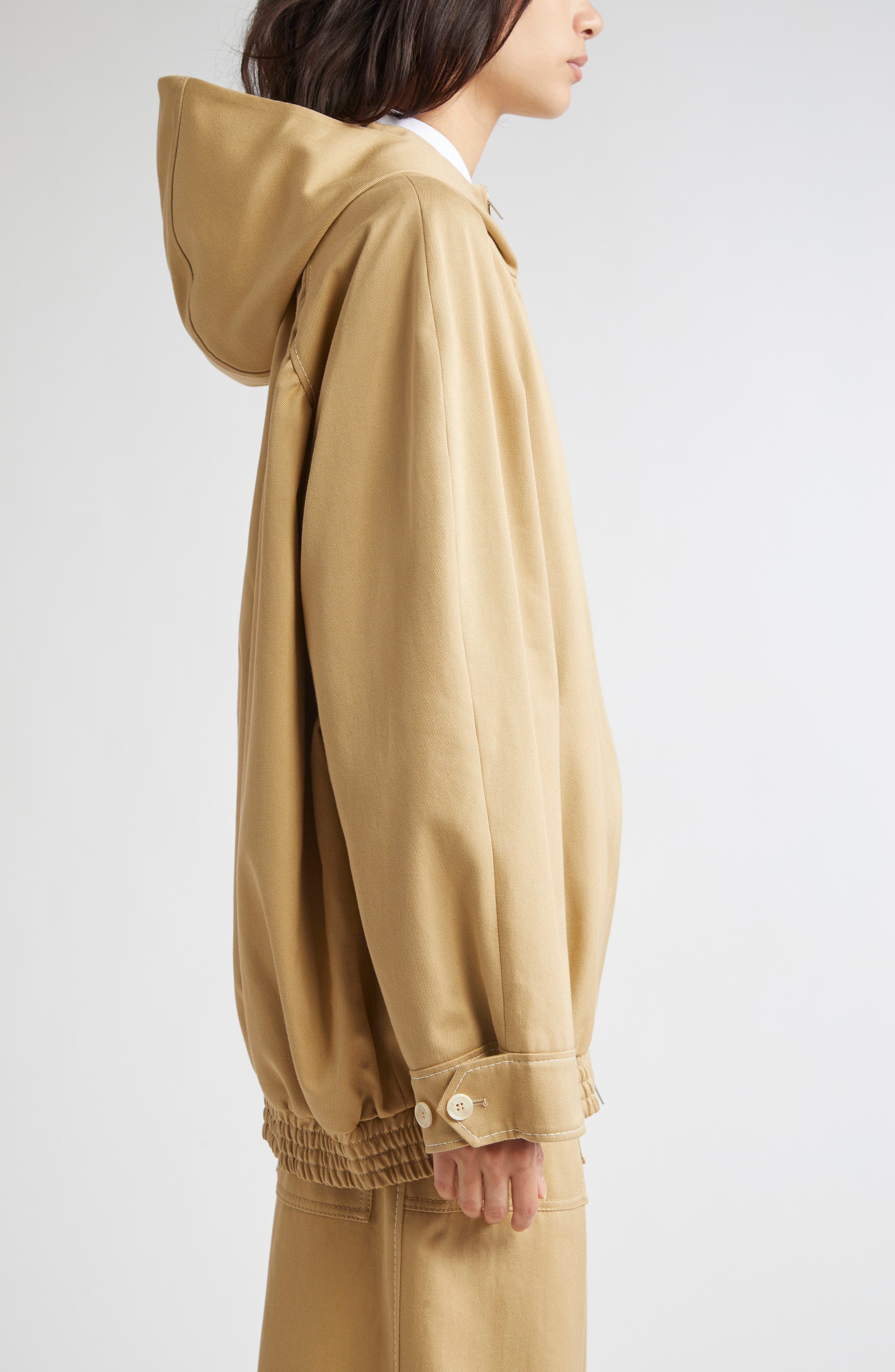Marni Hooded Floral Embroidered Cotton Drill Bomber Jacket in Cement at Nordstrom - 4