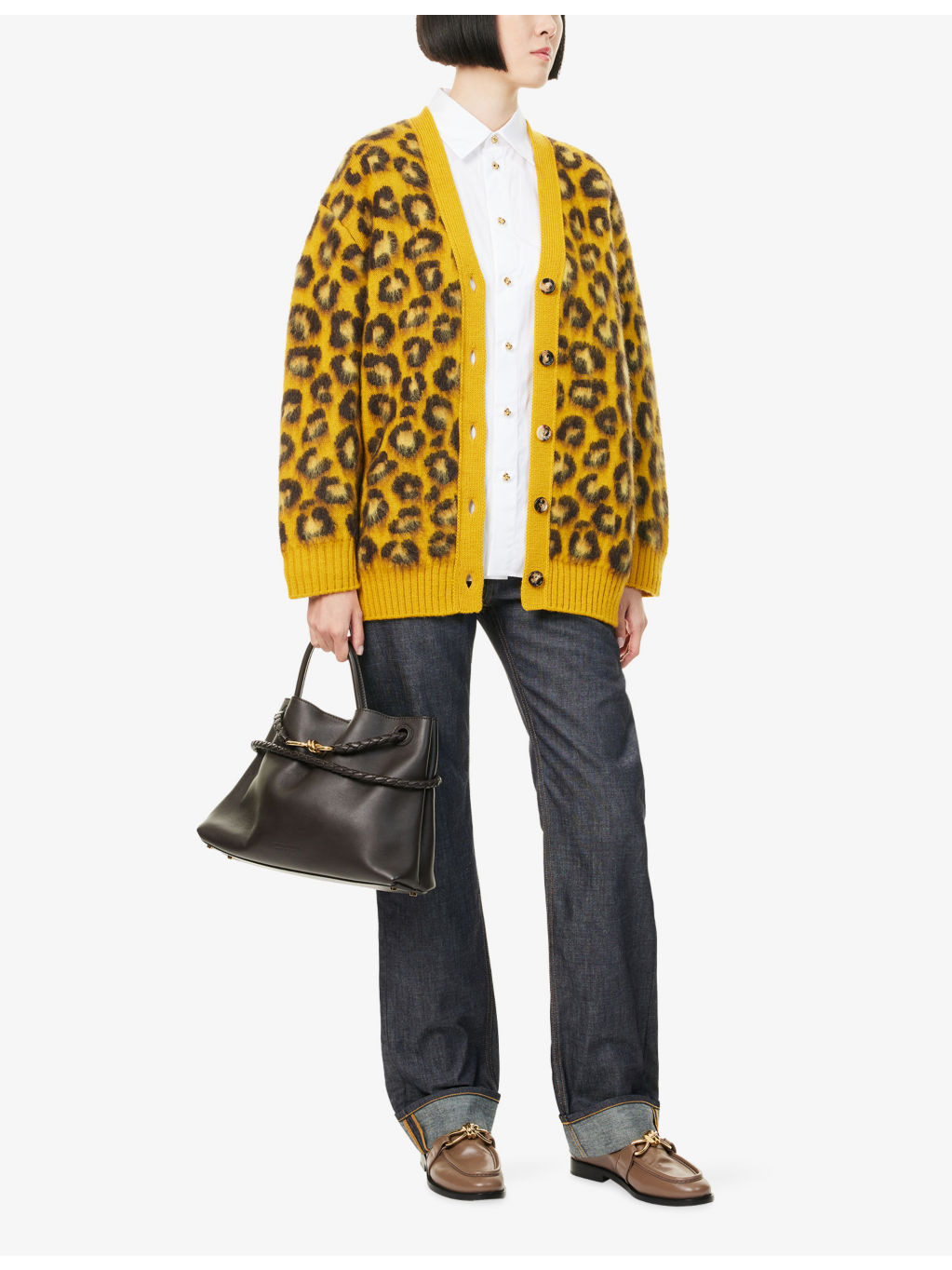 V-Neck Leopard Wool-Blend Cardigan - 2