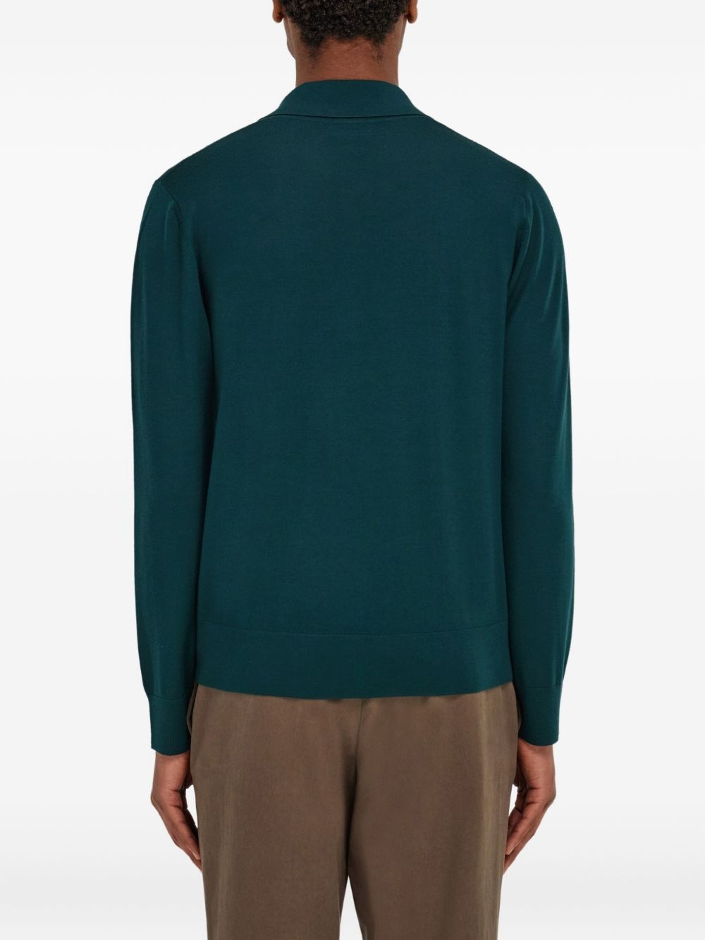 long-sleeved wool polo shirt - 4
