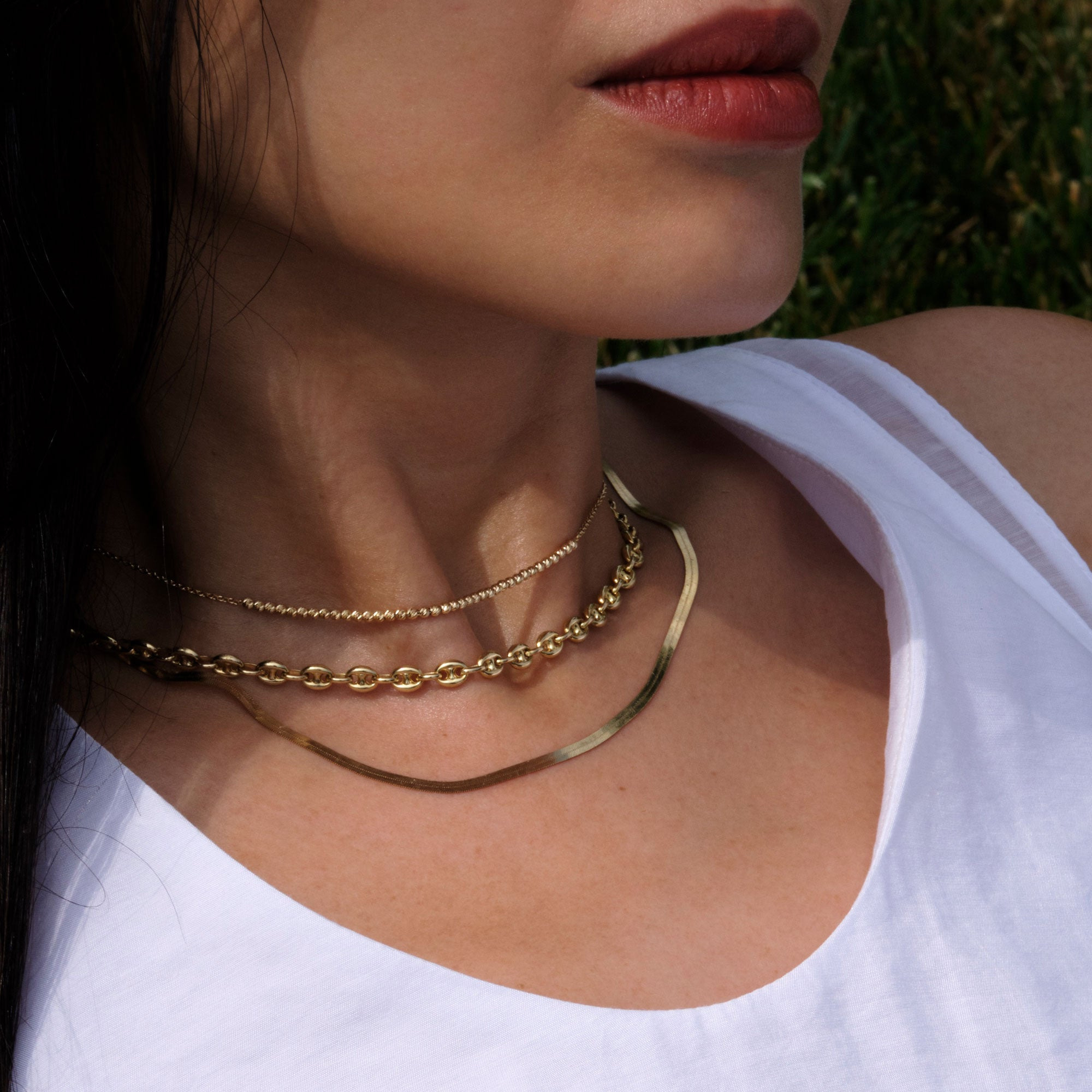 Golden Glow Herringbone Necklace - 9
