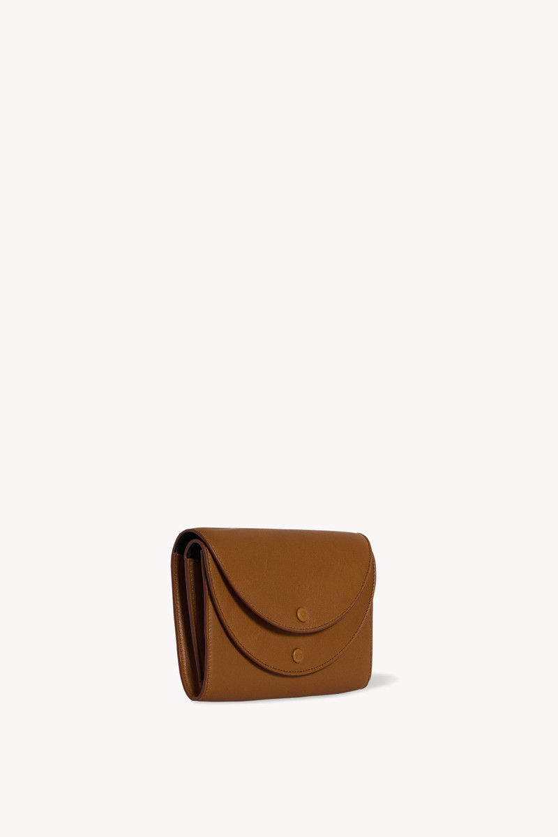 The Row Double Flap Clutch in Leather outlook
