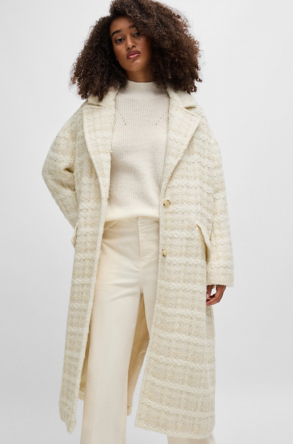 RELAXED-FIT SINGLE-BREASTED TWEED COAT - 6