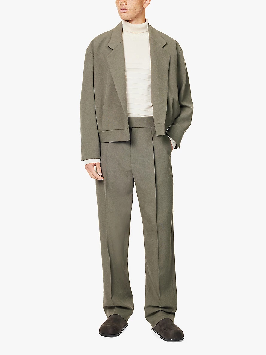 Pleat-front straight-leg wool trousers - 2