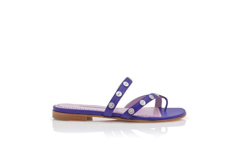 Purple Nappa Leather Flat Sandals 1