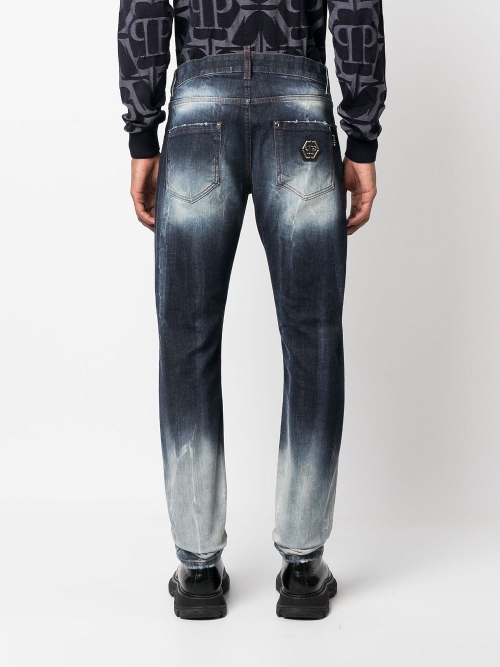 distressed straight-leg jeans - 4