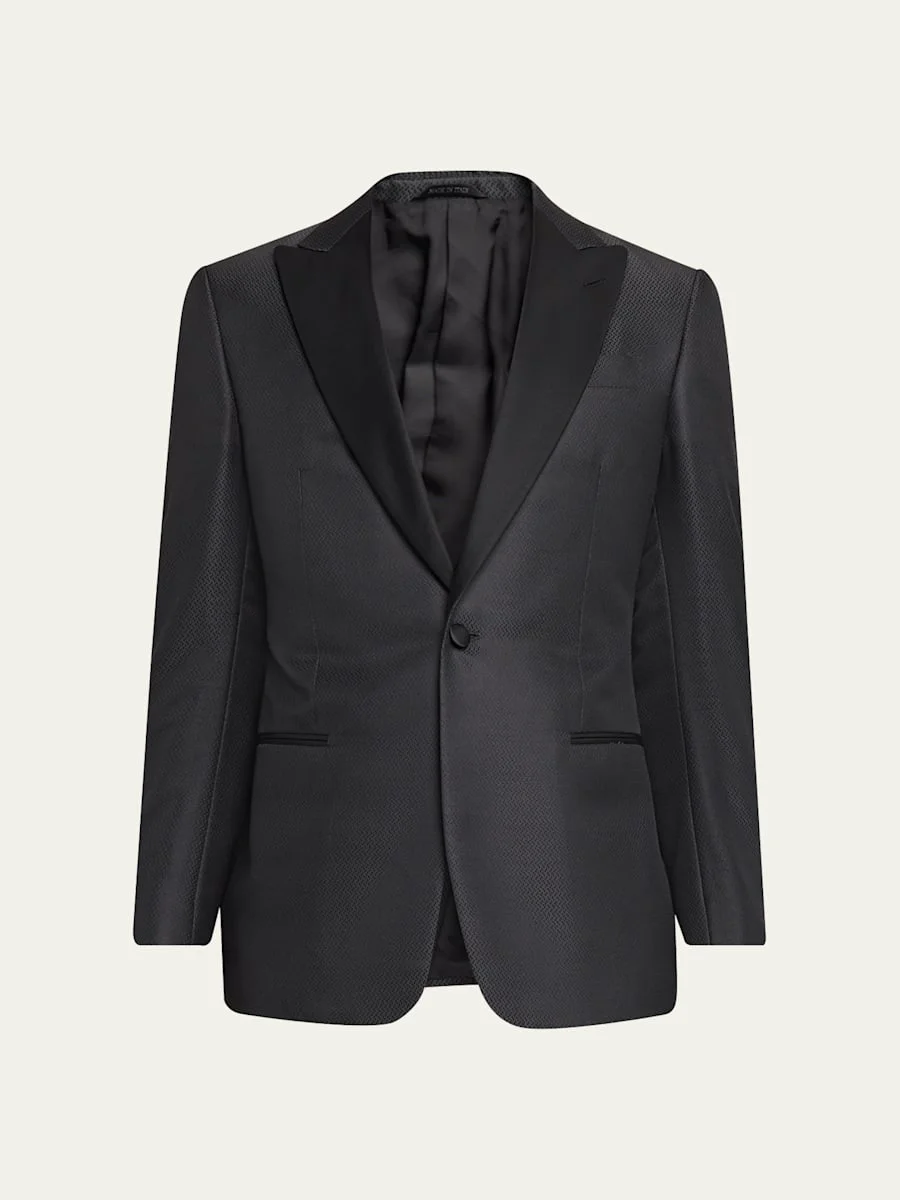 Wool-Silk Micro Jacquard Dinner Jacket - 1
