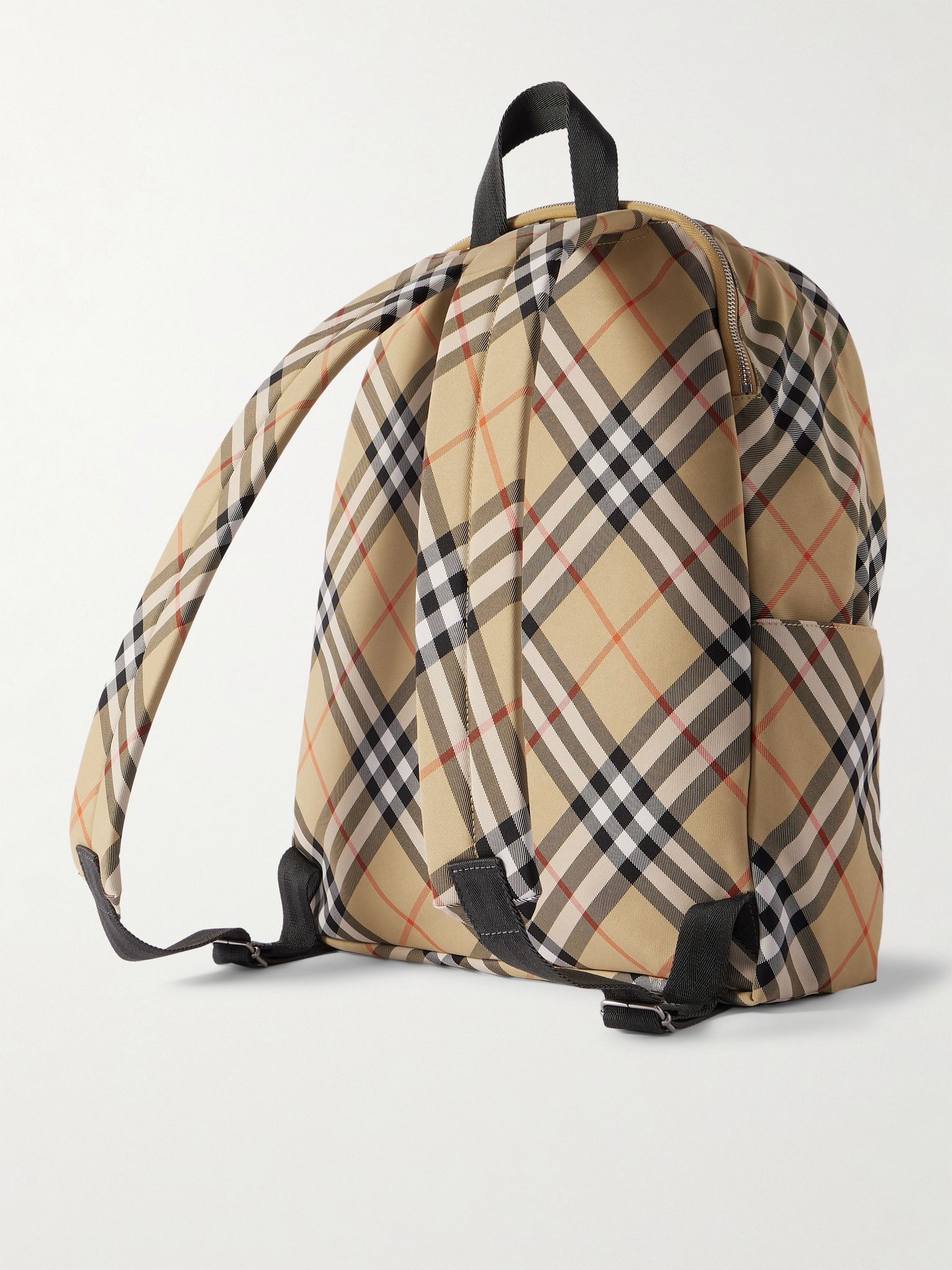 Checked Coated-Canvas Backpack Brown - 3