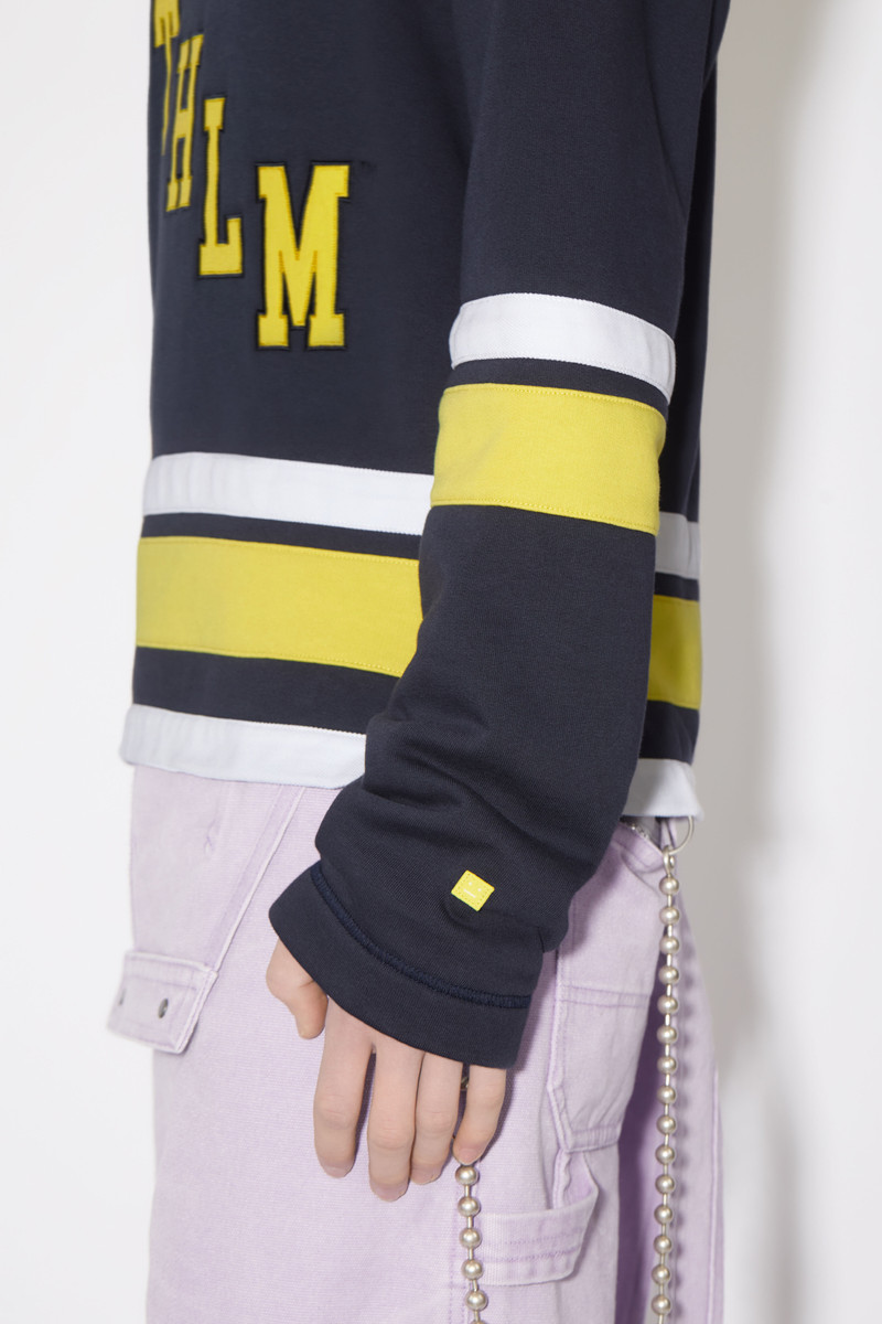 Hooded varsity sweater - Regular fit - Yellow/navy 4