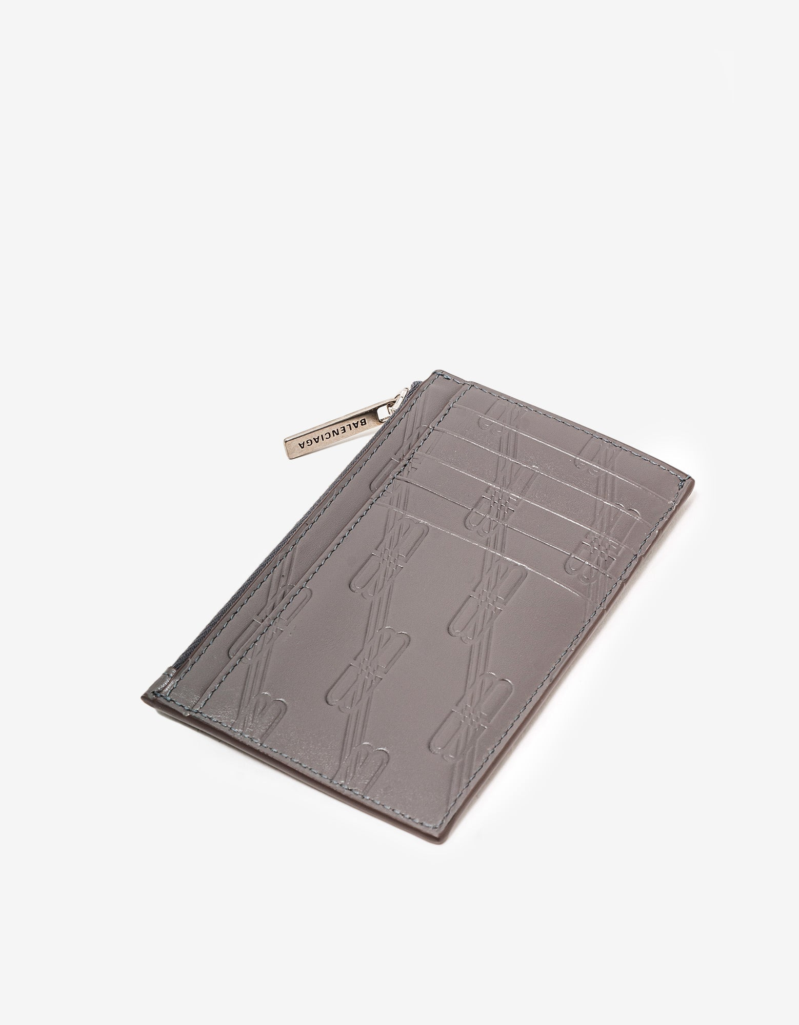 Balenciaga Dark Grey BB Monogram Zip Card Holder - 5
