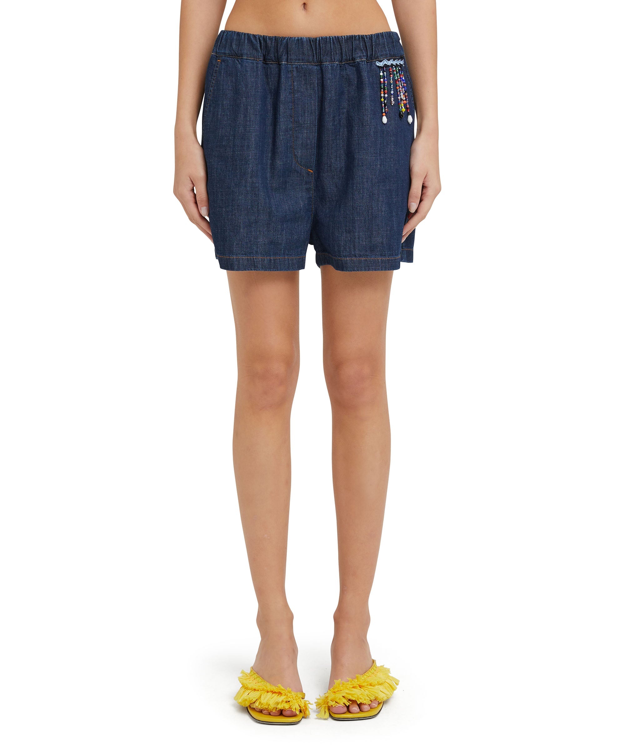 Light denim blue shorts with beaded application - 2