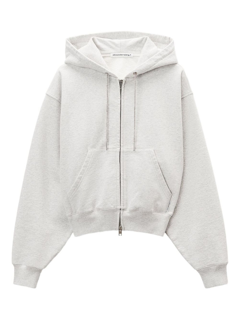 rhinestone-drawcord zip-up hoodie 1